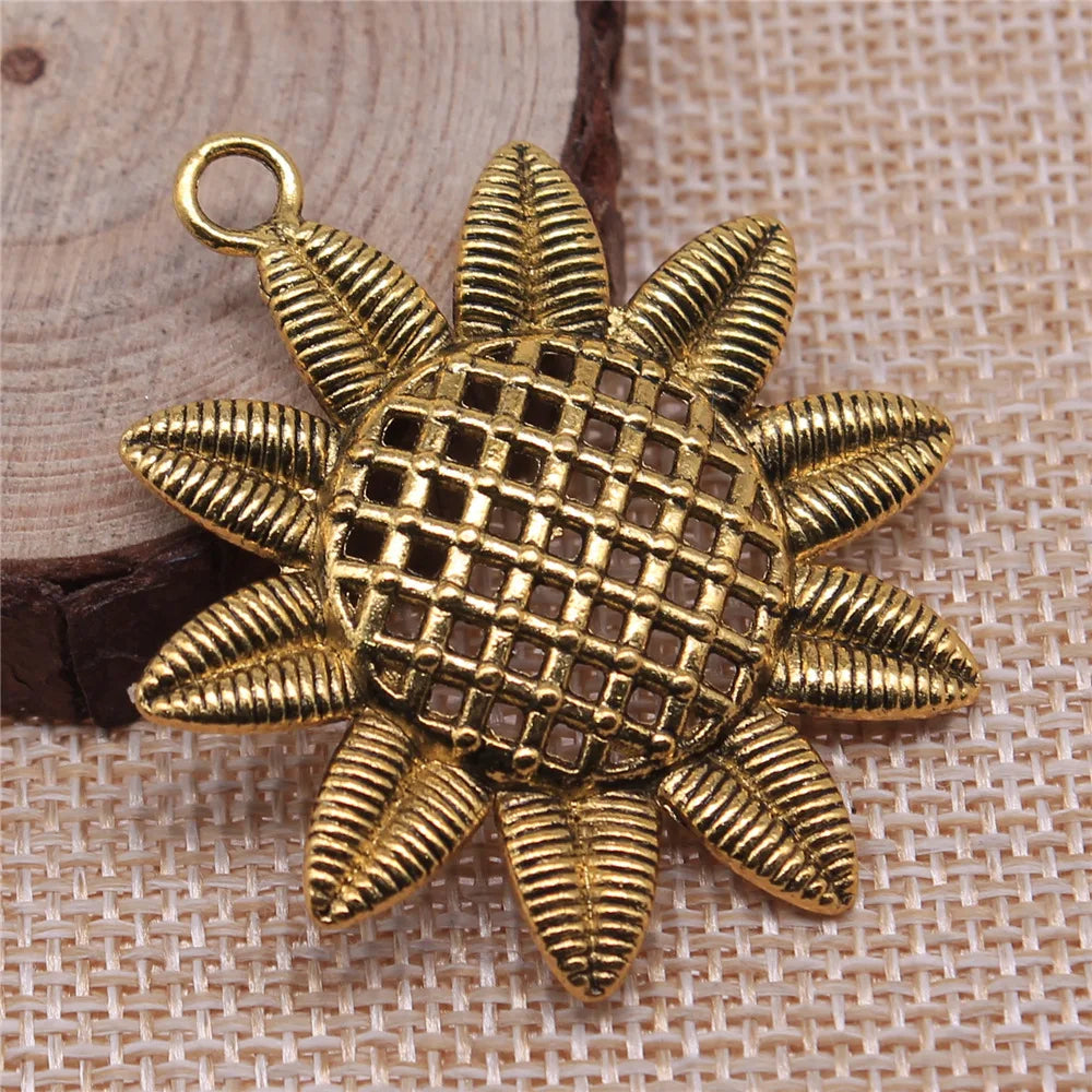 49x43mm 7.9g Multicolor Zinc Alloy Sunflower Charm Pendant for DIY Necklace Bracelet Jewelry Making