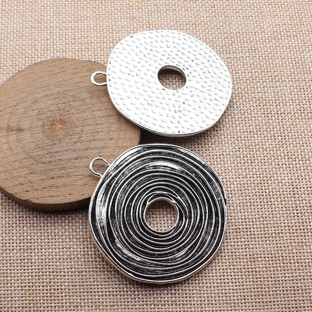 58x53mm 24.3g Multicolor Zinc Alloy Irregular Geometric Round Pattern Charm Pendant for DIY Jewelry