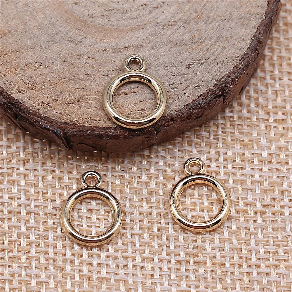 10x13mm 0.4g Electrophoretic KC Gold Zinc Alloy Round Ring Charm Pendant for DIY Jewelry Making