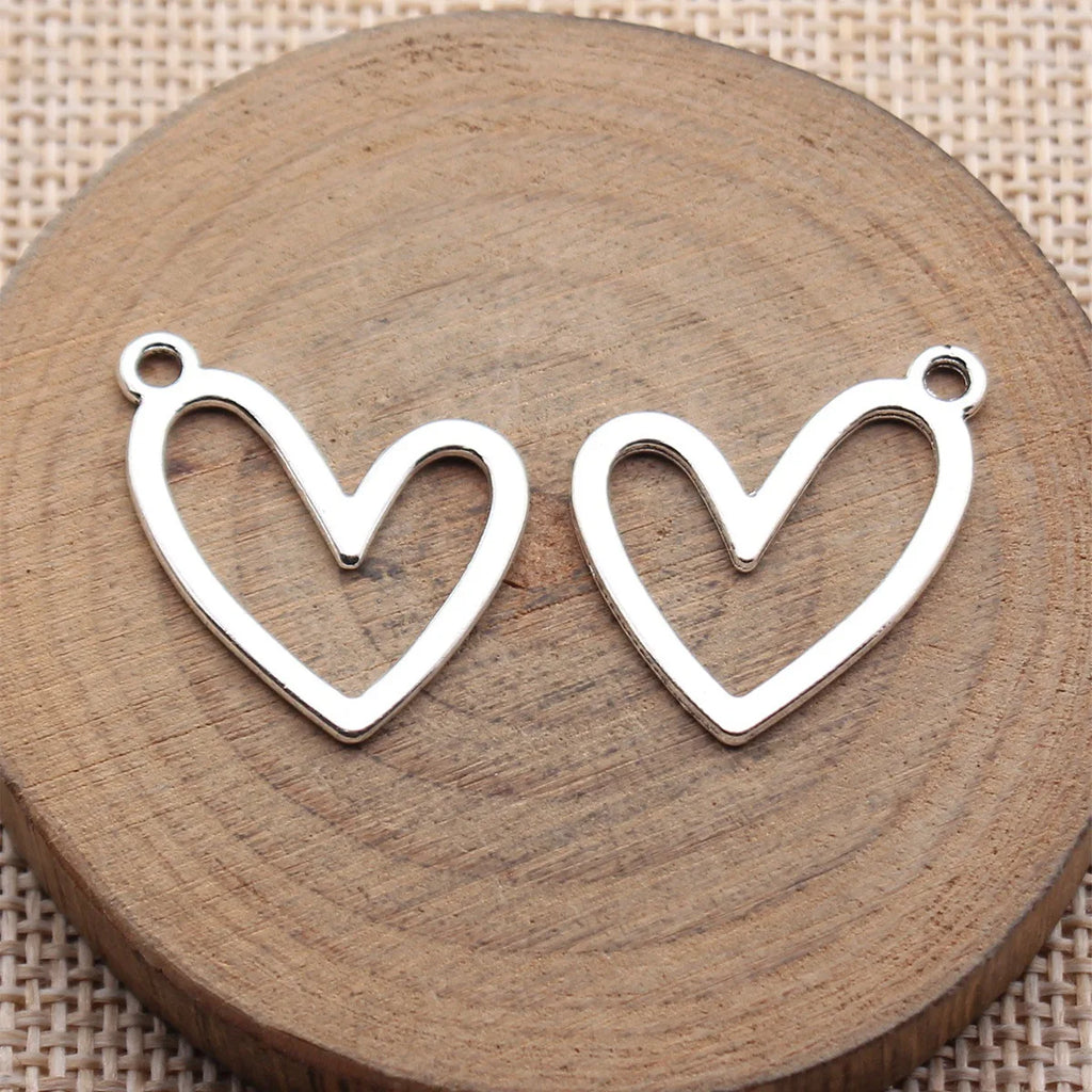 22x20mm 1.2g Multicolor Zinc Alloy Geometric Hollow Heart Charm Pendant for DIY Jewelry Making
