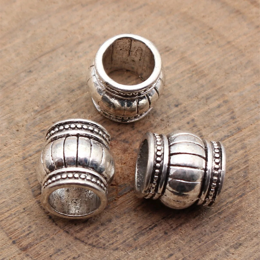 9x8.9x8.9mm 1.2g Antique Silver Zinc Alloy Carved Large Hole Spacer Beads for DIY Bracelet Jewelry