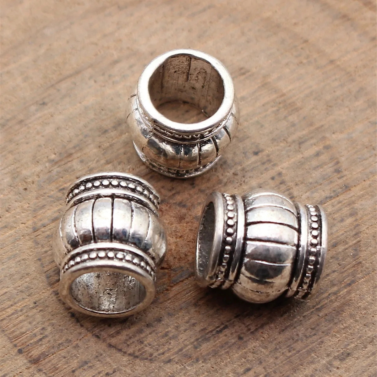 9x8.9x8.9mm 1.2g Antique Silver Zinc Alloy Carved Large Hole Spacer Beads for DIY Bracelet Jewelry