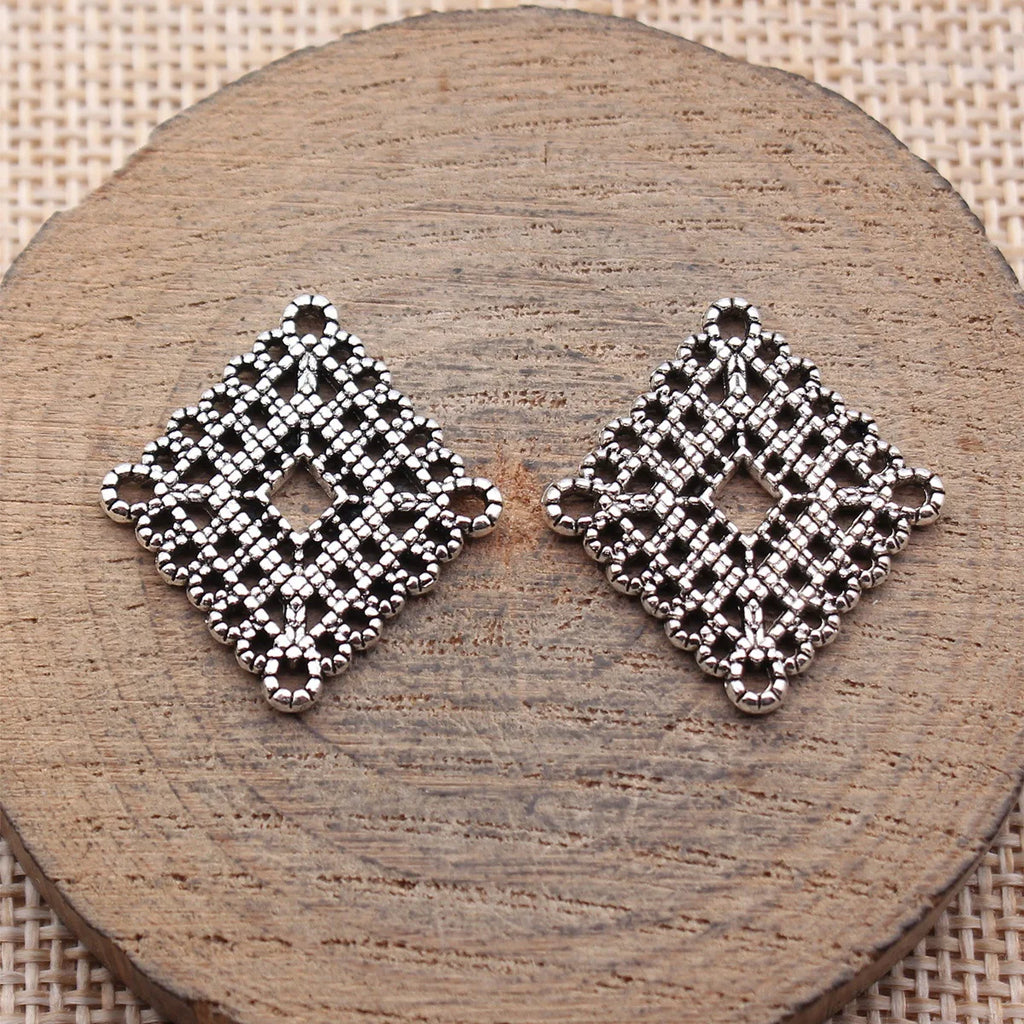 24x22mm 2.1g Multicolor Zinc Alloy Hollow Diamond Connector Charm for DIY Bracelet Jewelry Making