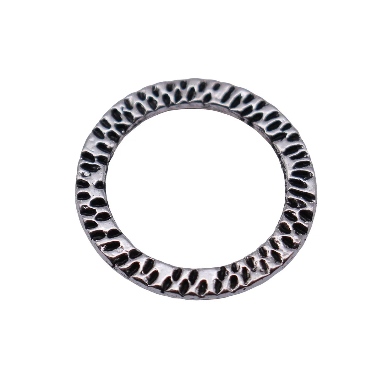 19x19mm 0.9g Antique Silver Zinc Alloy Pitted Round Ring Connector Charm for Necklace Bracelet Making