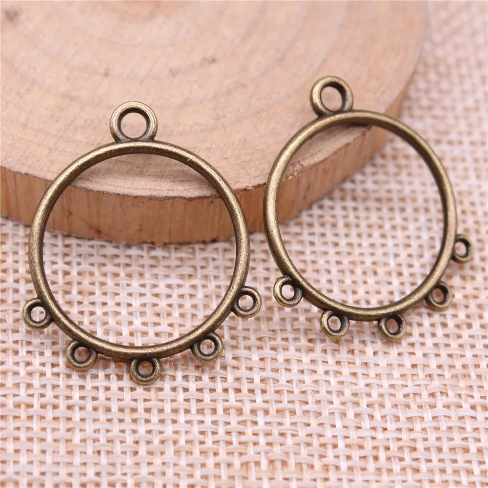 29x25mm 1.3g Multicolor Zinc Alloy Round Earring Connector Charm for DIY Earrings Jewelry Making