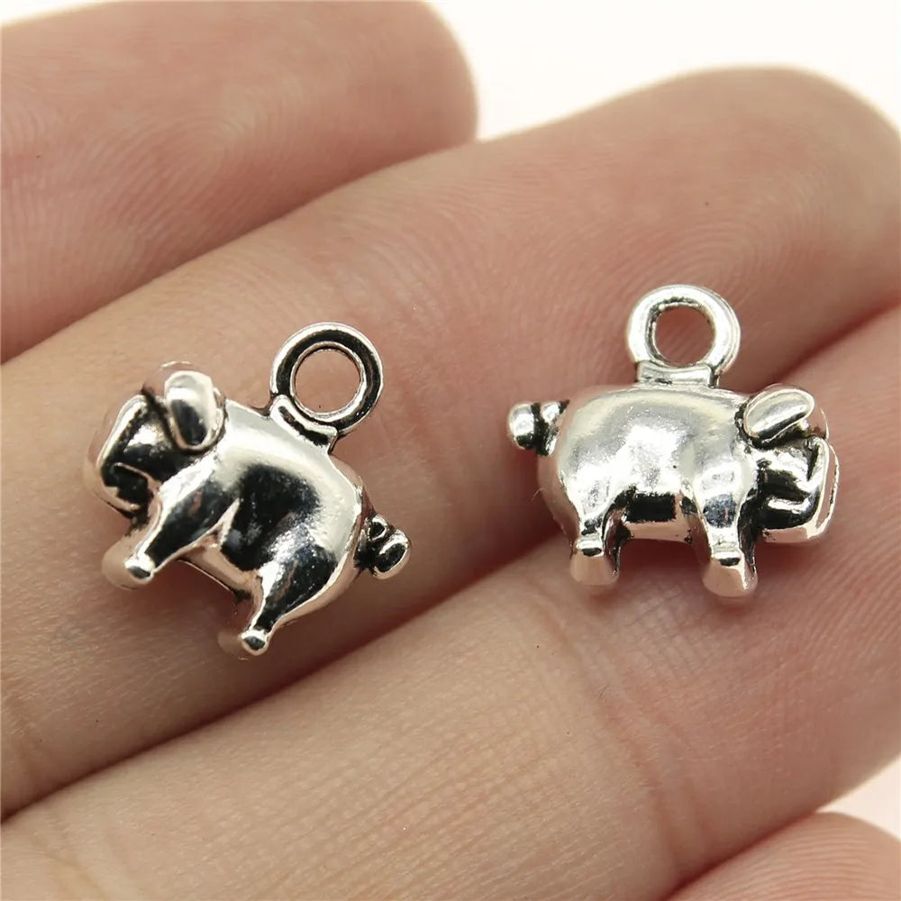 14x14x5mm 2.4g Multicolor Zinc Alloy 3D Pig Charm Pendant for DIY Necklace Bracelet Jewelry Making