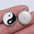 18x22mm 2.4g White K Finish Zinc Alloy Tai Chi Charm Pendant for DIY Necklace Bracelet Making