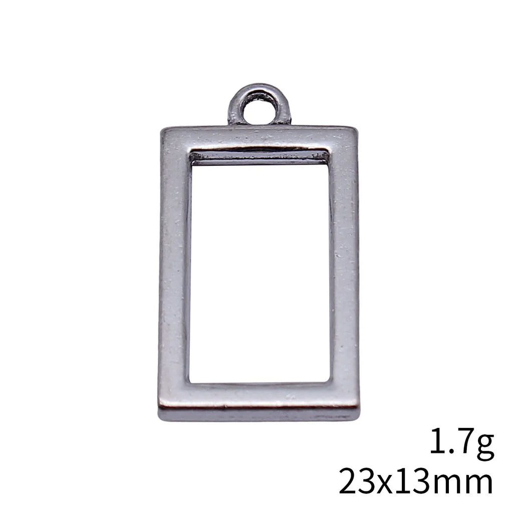 23x13mm 1.7g Multicolor Zinc Alloy Hollow Rectangle Frame Charm Pendant for DIY Earrings