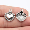 22x18mm 1.8g Antique Silver Zinc Alloy Gothic Cross Heart Charm Pendant for DIY Necklace Jewelry
