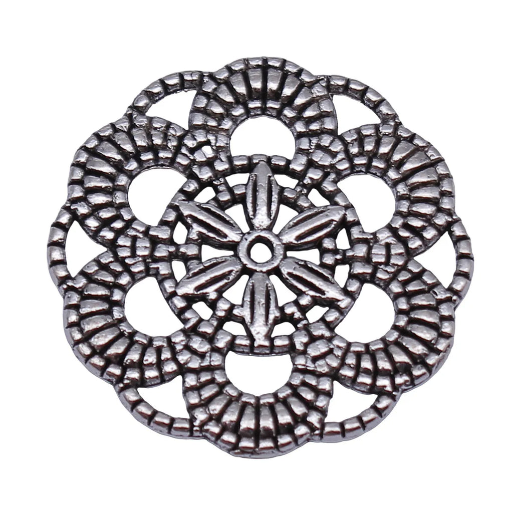 26x26mm 3.3g Multicolor Zinc Alloy Round Flower Filigree charm pendant for DIY jewelry making