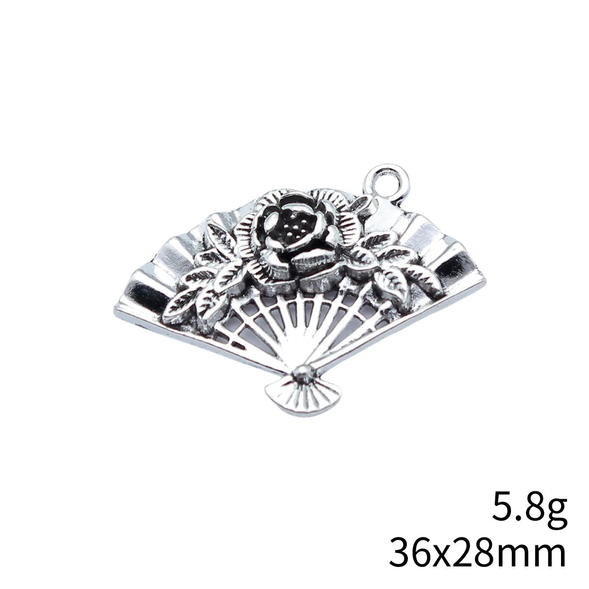 36x28mm 5.8g Antique Silver Zinc Alloy Chinese Style Flower Fan Charm Pendant for DIY Jewelry Making