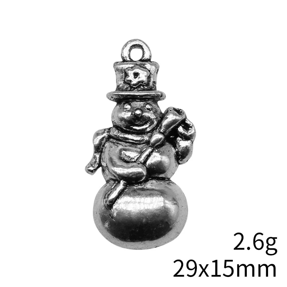 29x15mm 2.6g Multicolor Zinc Alloy Snowman Charm Pendant for Christmas DIY Jewelry Accessories