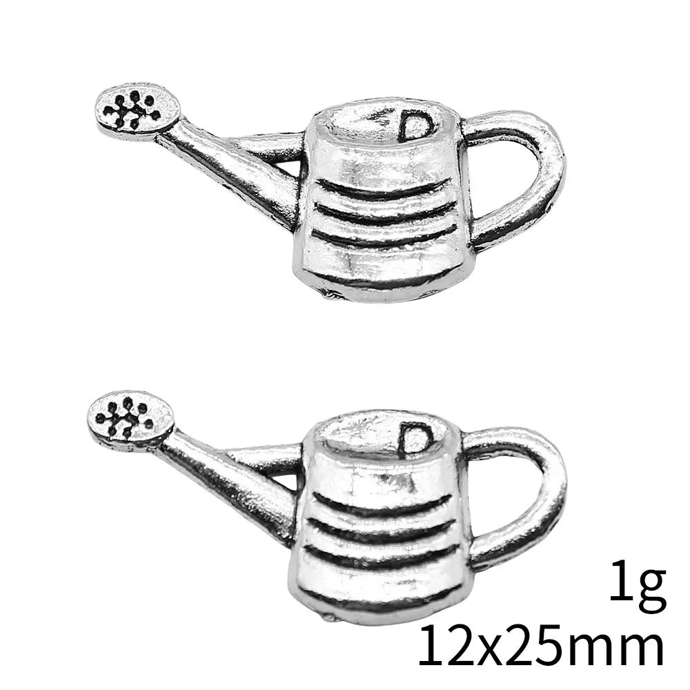 12x25mm 1g Antique Silver Zinc Alloy Watering Can Charm Pendant for DIY Necklace Jewelry Making