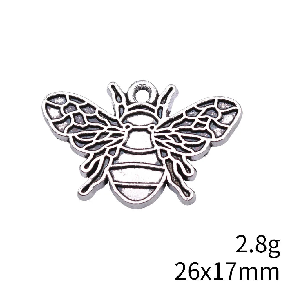 26x17mm 2.8g Antique Silver Zinc Alloy Bee Charm Pendant for DIY Necklace Bracelet Jewelry Making