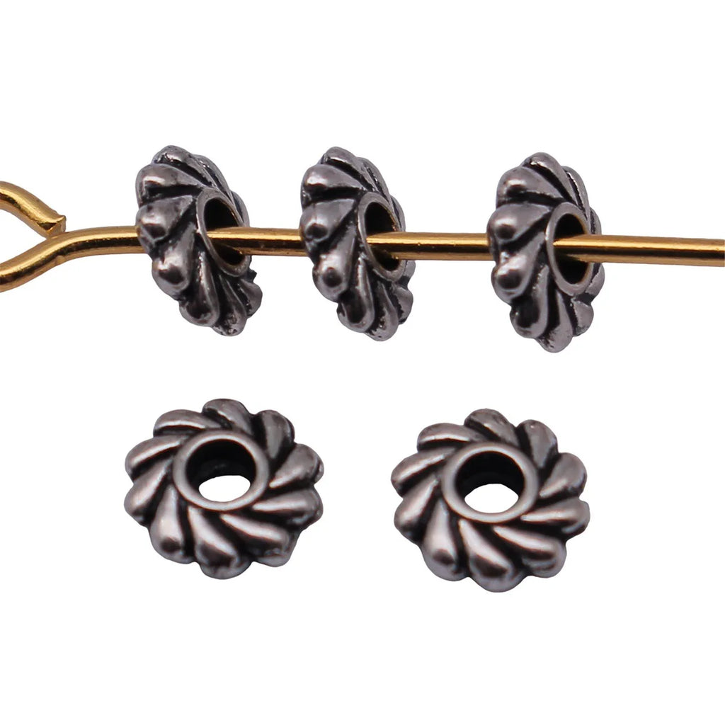 4.8x4.8x1.6mm 0.1g Antique Silver Zinc Alloy Round Spacer Beads for Bracelet Necklace Jewelry Making