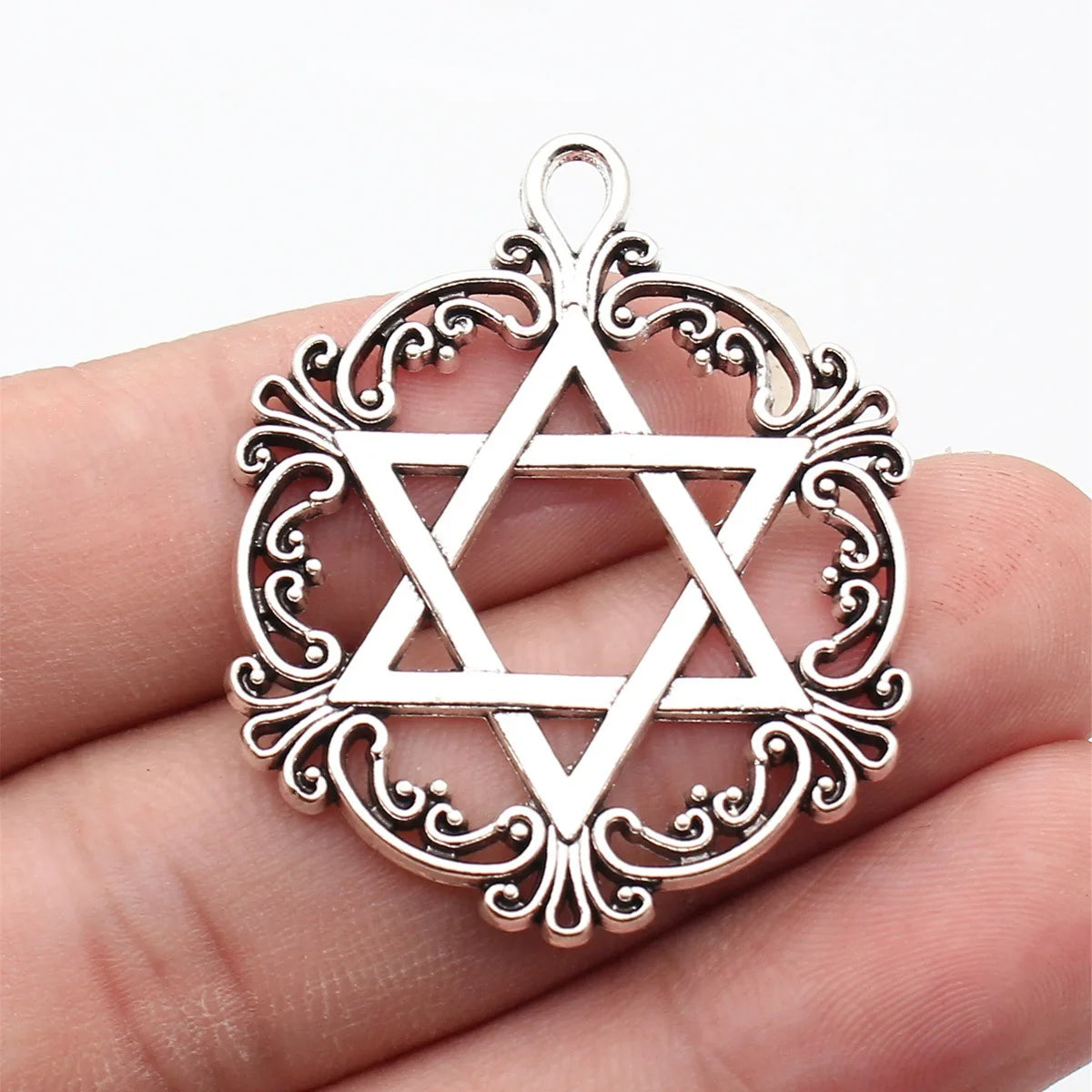 43x35mm 6.6g Antique Silver Zinc Alloy Star of David Charm Pendant for DIY Necklace Jewelry Making