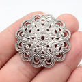 41x41mm 6.2g Antique Silver Zinc Alloy Heart Texture Bead Cap Flower Spacer for DIY Jewelry Making