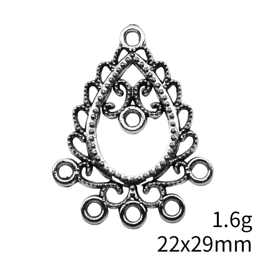 22x29mm 1.6g Antique Silver Zinc Alloy Earring Connector Charm for DIY Earring Jewelry Making