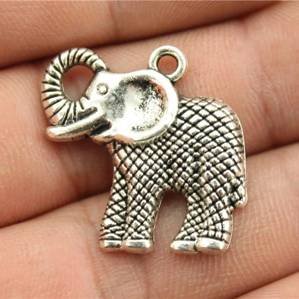 25x25mm 2.7g Multicolor Zinc Alloy Elephant Charm Pendant for DIY Necklace Bracelet Jewelry Making