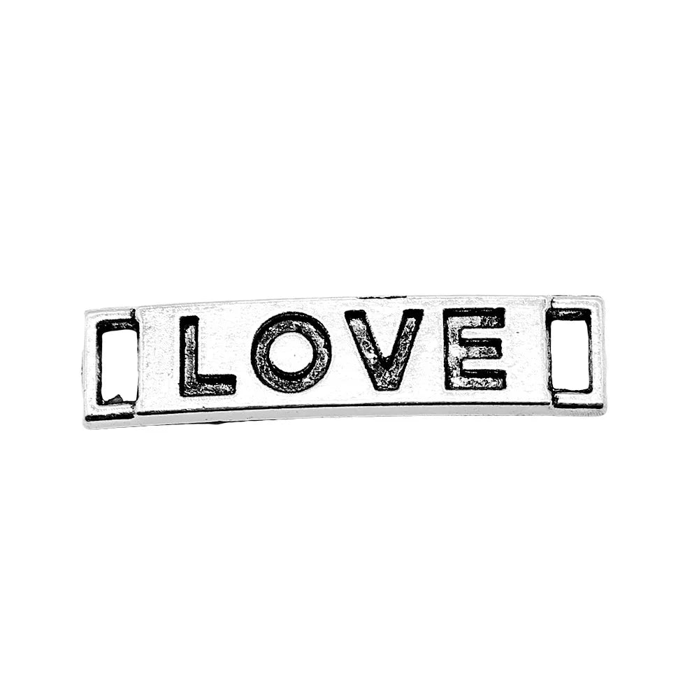 28x6mm 1.6g Antique Silver Zinc Alloy Love Word Connector Charm for Bracelet Necklace Jewelry Making