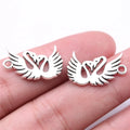 22x13mm 1.3g Antique Silver Zinc Alloy Double Swan Charm Pendant for DIY Necklace Jewelry Making