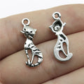 25x9mm 0.8g Antique Silver Zinc Alloy Cat Charm Pendant for DIY Necklace Bracelet Jewelry