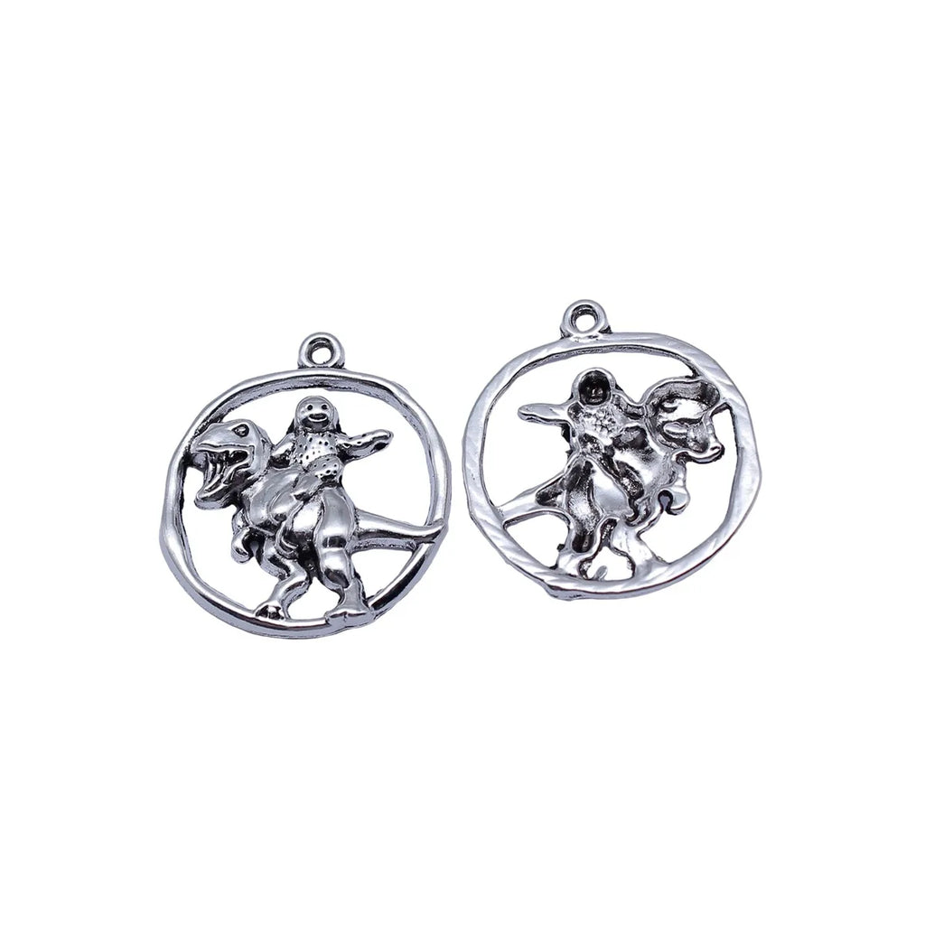 28x25mm 3.1g Antique Silver Zinc Alloy Tyrannosaurus Rider Charm Pendant for DIY Jewelry Making