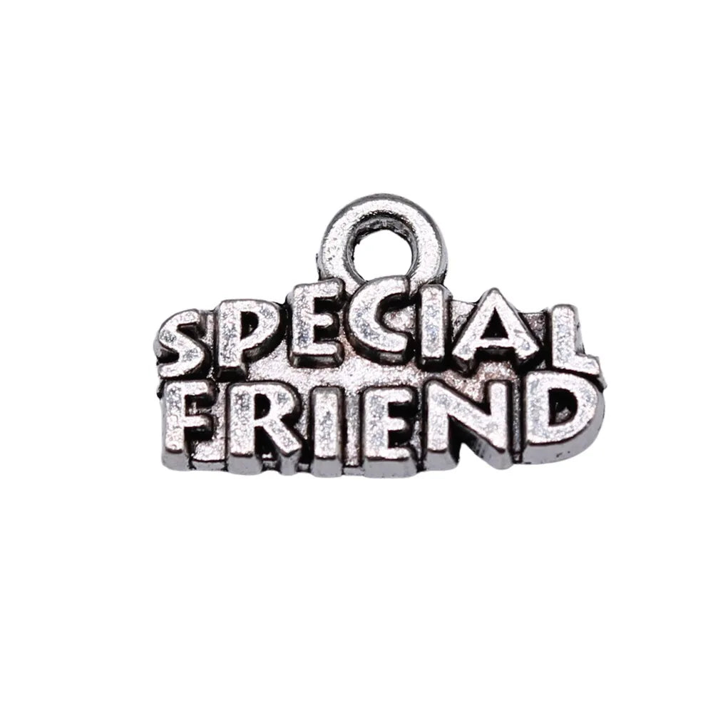 17x11mm 1.09g Antique Silver Zinc Alloy Special Friend Charm Pendant for DIY Necklace Jewelry