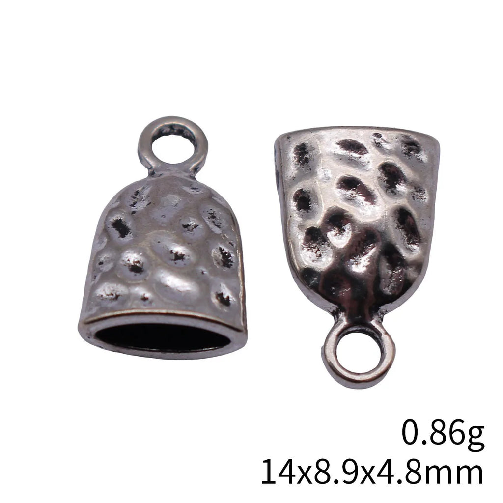 14x8.9x4.8mm 0.86g Antique Silver Zinc Alloy Hammered Flat Tassel Cap End Caps for DIY Jewelry Findings