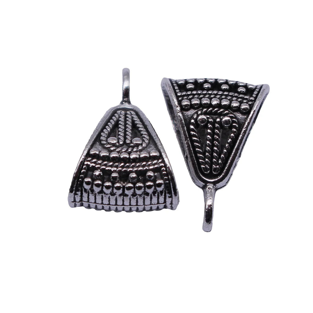 17x12x8.5mm 1.4g Antique Silver Zinc Alloy Engraved Pattern Three-Way Pendant Bail Connector for DIY Necklaces