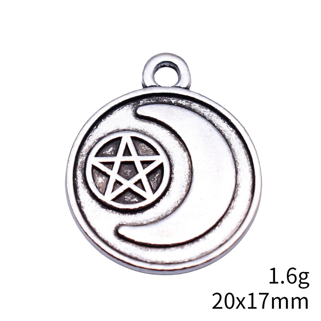 20x17mm 1.6g Antique Silver Zinc Alloy Moon Star Charm Pendant for DIY Bracelet Necklace Making