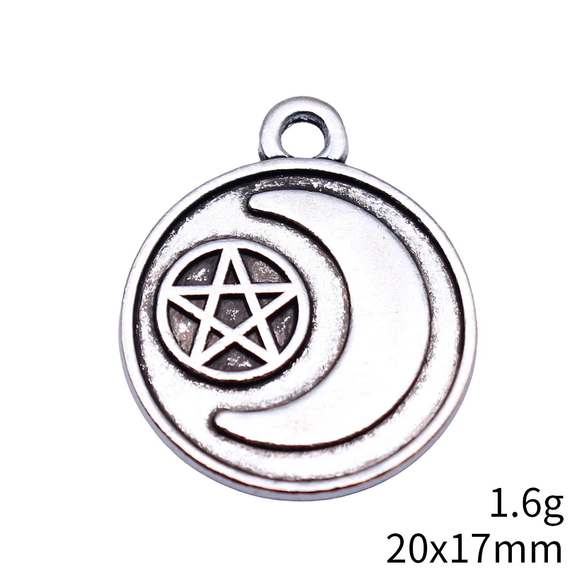 20x17mm 1.6g Antique Silver Zinc Alloy Moon Star Charm Pendant for DIY Bracelet Necklace Making