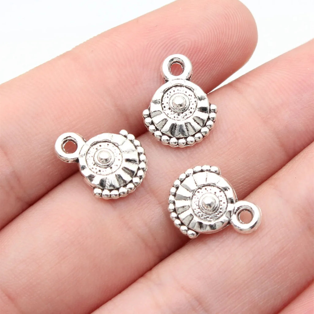 14x11mm 1.1g Antique Silver Zinc Alloy Round Tag Charm Pendant for DIY Necklace Jewelry Making
