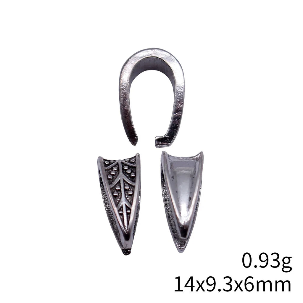 14x9.3x6mm 0.93g Antique Silver Zinc Alloy Carved Melon Seed Pendant Bail Clasp for DIY Jewelry