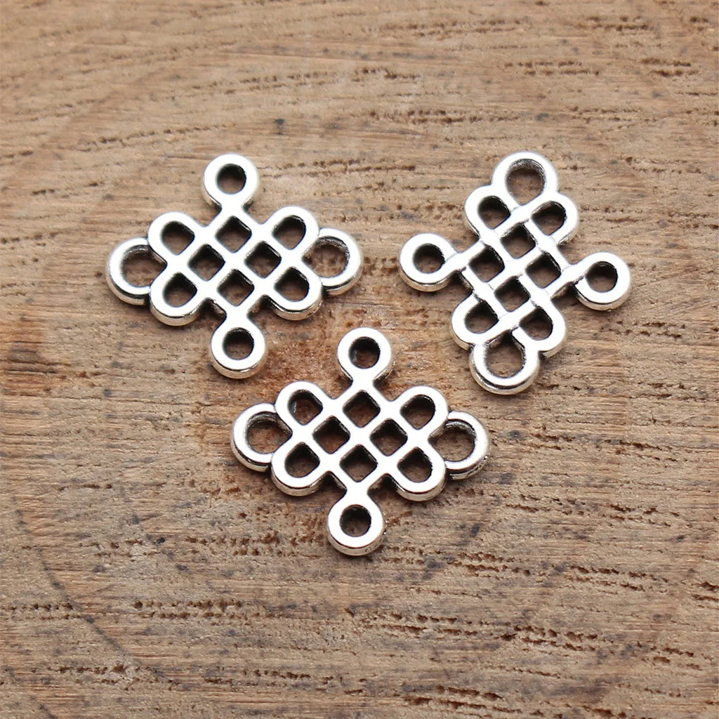 13x12mm 0.4g Antique Silver Zinc Alloy Hollow Chinese Knot connector charm for DIY jewelry making