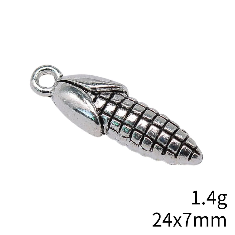 24x7mm 1.4g Antique Silver Zinc Alloy Corn Charm Pendant for DIY Necklace Bracelet Jewelry Making