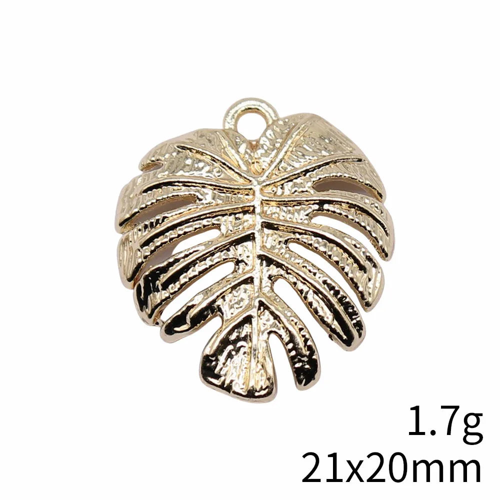 21x20mm 1.7g KC Gold Zinc Alloy Leaf Charm Pendant for DIY Necklace Bracelet Making
