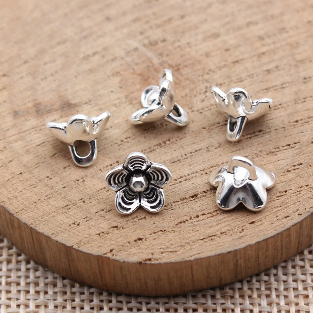 9.6x9.6x7.2mm 0.66g Antique Silver Zinc Alloy Flower Charm Pendant for DIY Necklace Bracelet Making