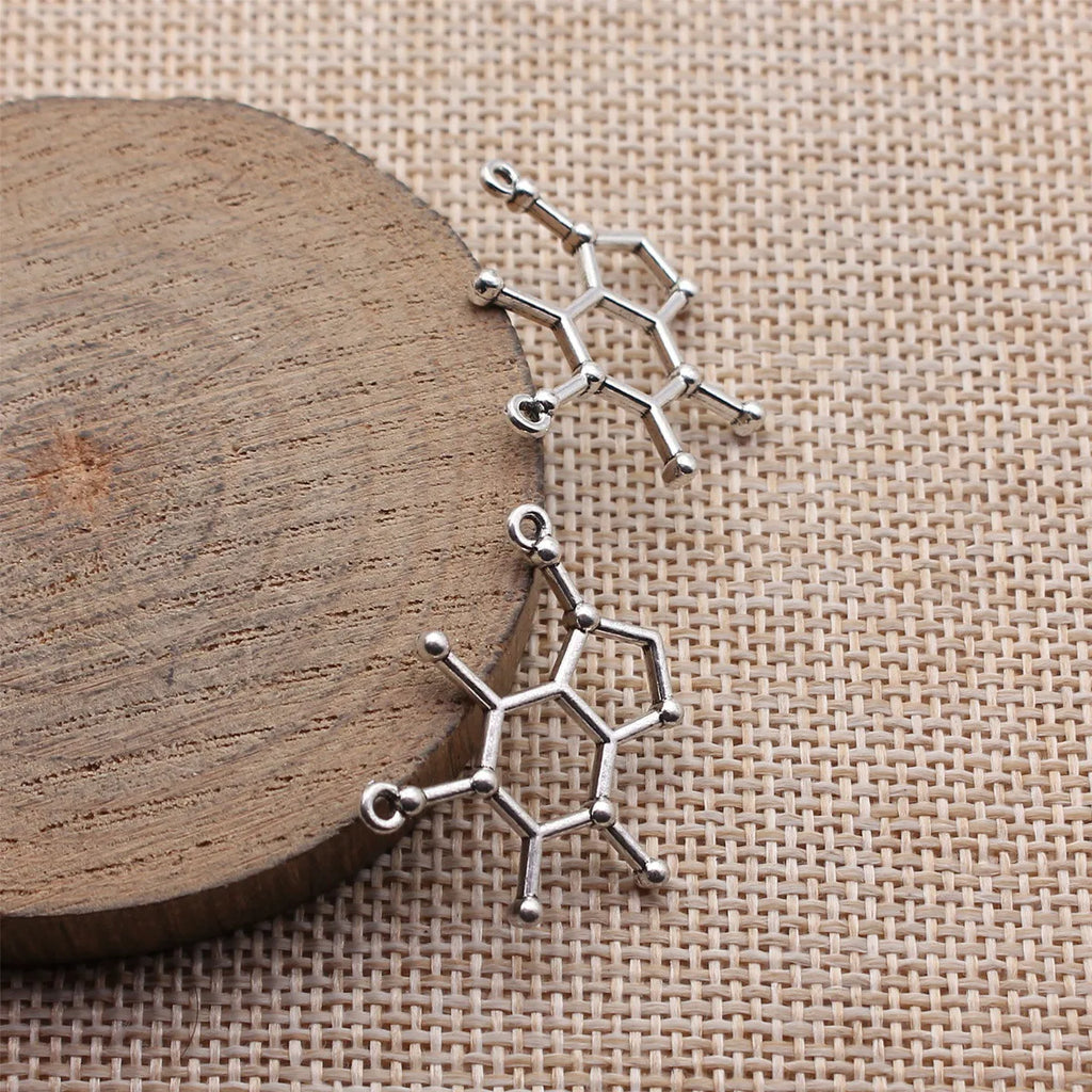 26x23mm 1.3g Antique Silver Zinc Alloy Caffeine Molecule Connector Charm for DIY Jewelry Making