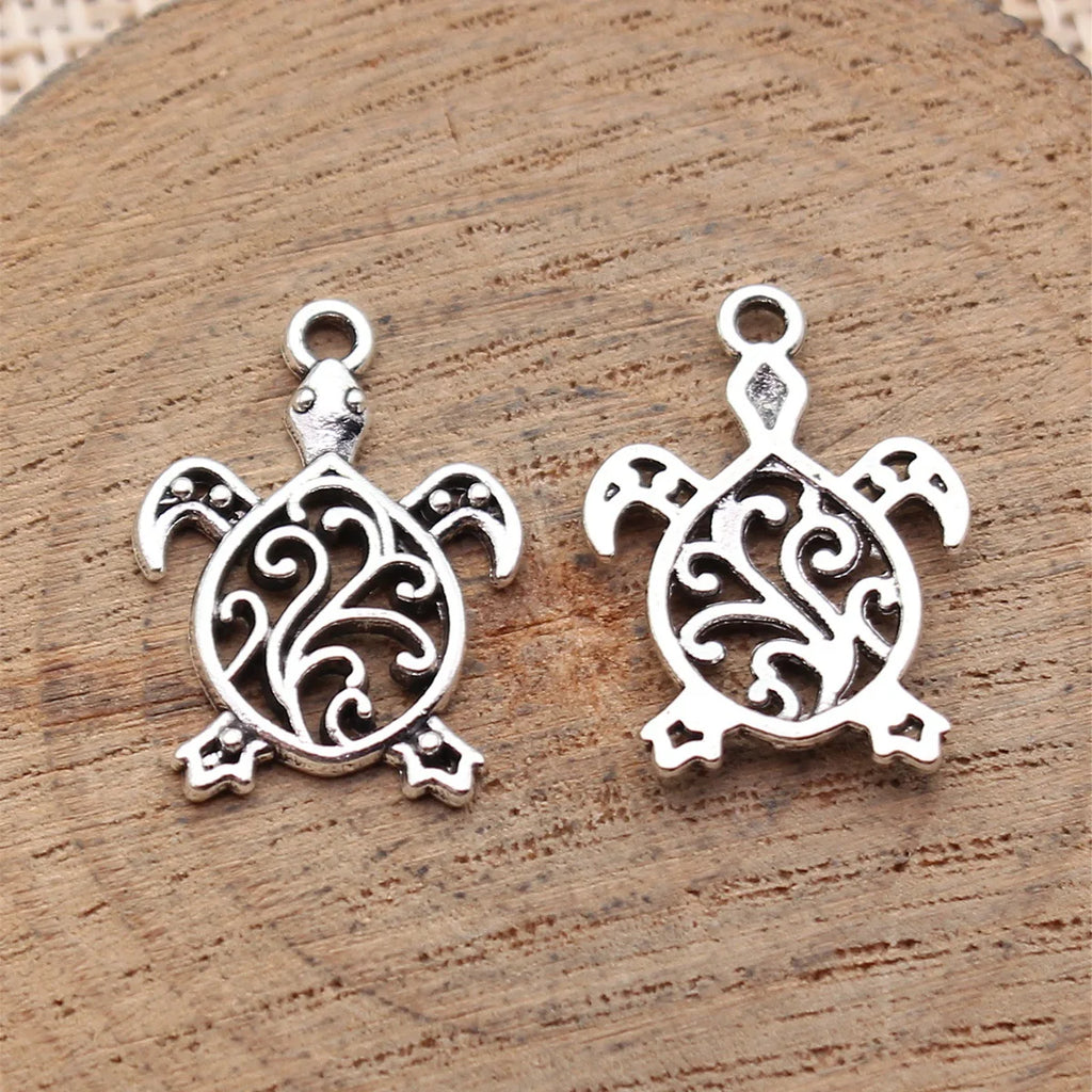 21x15mm 0.95g Multicolor Zinc Alloy Sea Turtle Charm Pendant for DIY Necklace and Bracelet Making