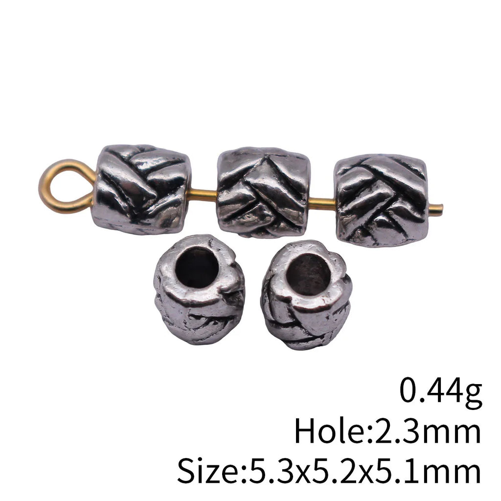 5.3x5.2x5.1mm 0.44g Antique Silver Zinc Alloy Woven Texture Spacer Beads for Bracelet Necklace Jewelry Making