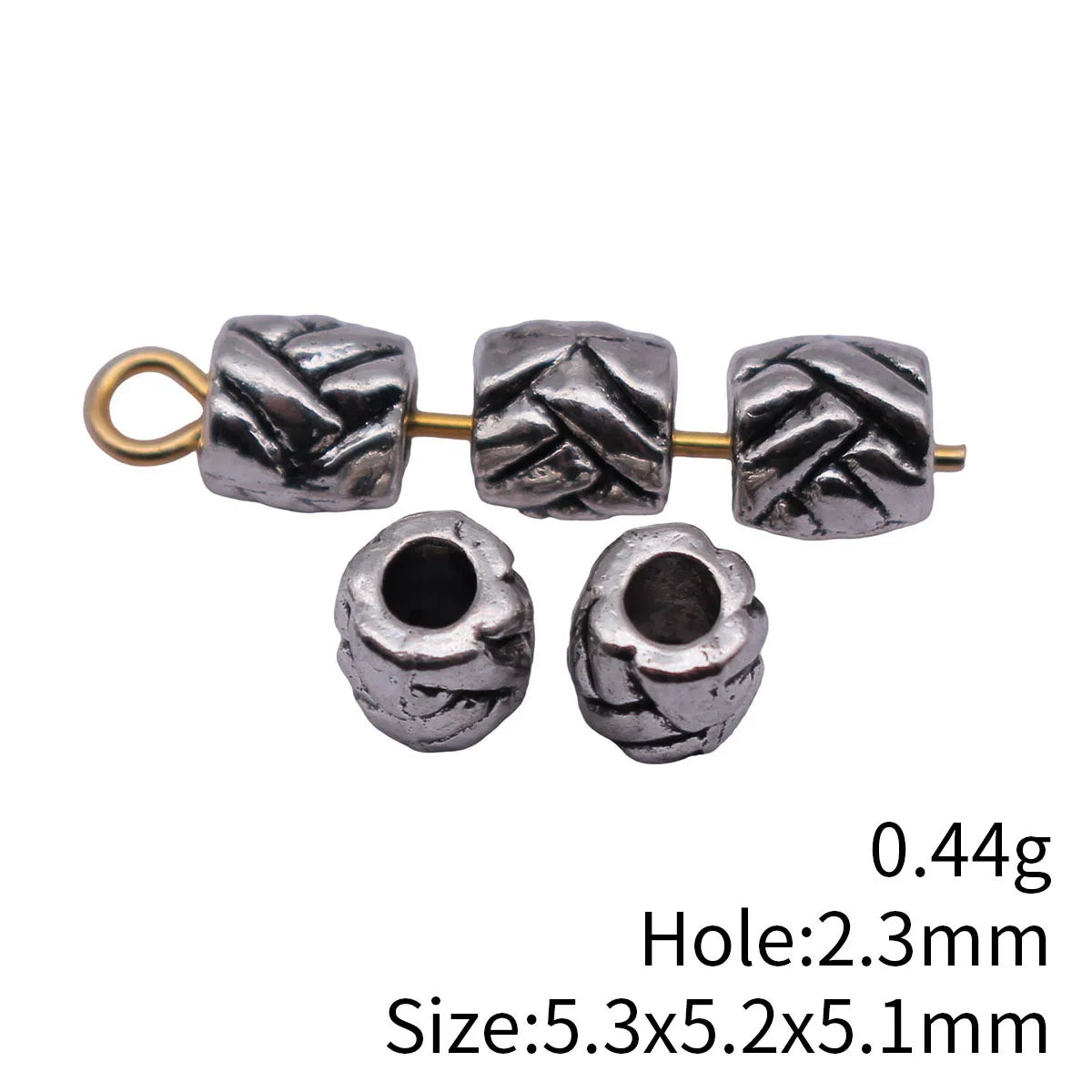 5.3x5.2x5.1mm 0.44g Antique Silver Zinc Alloy Woven Texture Spacer Beads for Bracelet Necklace Jewelry Making