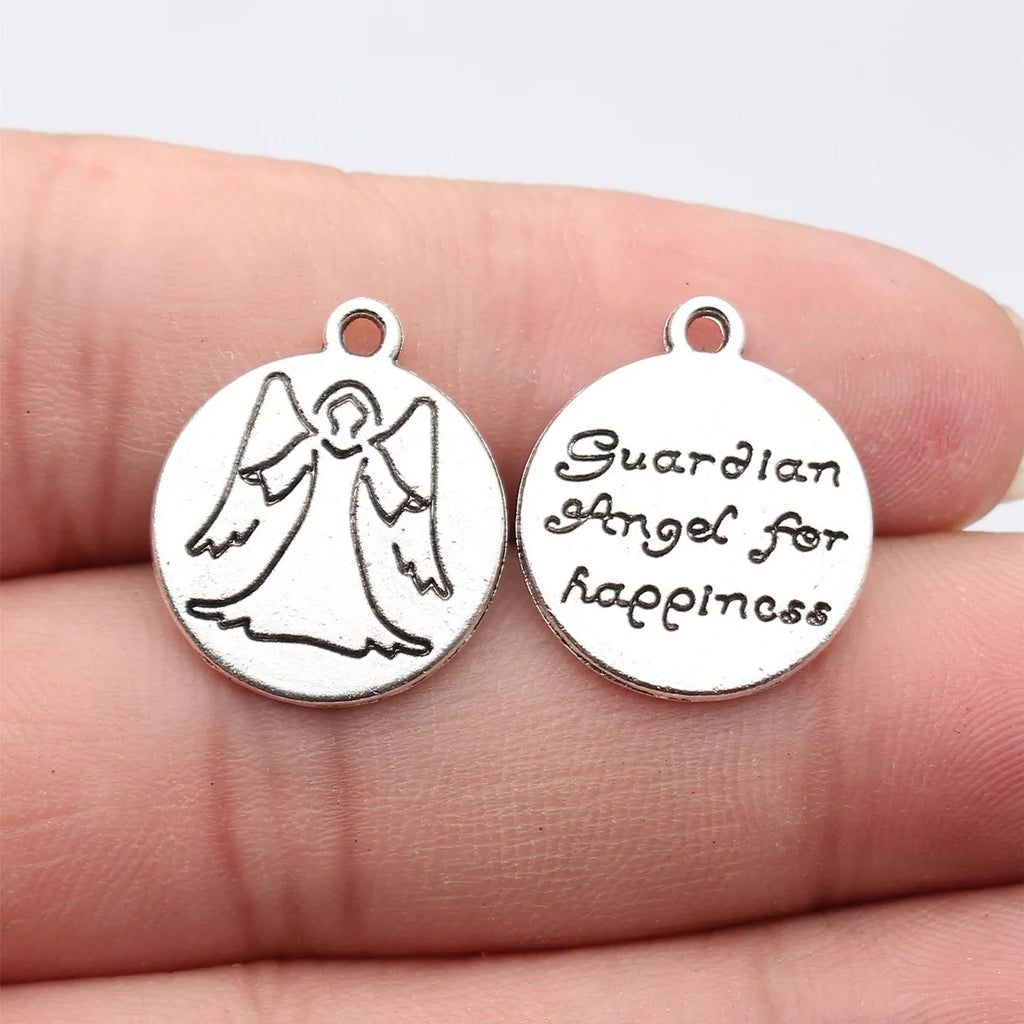 20x18mm 1.9g Antique Silver Zinc Alloy Happiness Guardian Angel Charm Pendant for DIY Jewelry Making