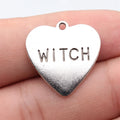 24x23mm 2.2g Antique Silver Zinc Alloy WITCH Heart Tag Charm Pendant for DIY Necklace Jewelry Making