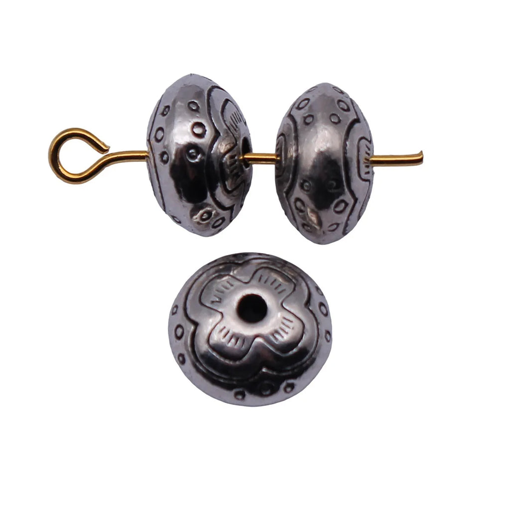 9.7x9.7x5.8mm 1.7g Antique Silver Zinc Alloy Flower Texture Spacer Beads for DIY Bracelet Jewelry Making