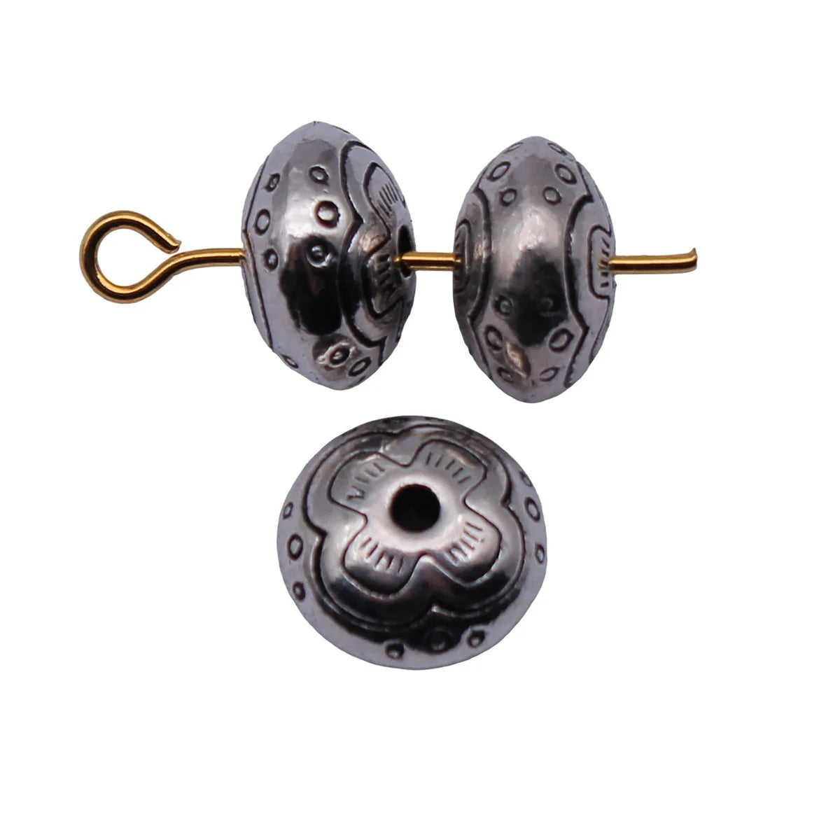 9.7x9.7x5.8mm 1.7g Antique Silver Zinc Alloy Flower Texture Spacer Beads for DIY Bracelet Jewelry Making