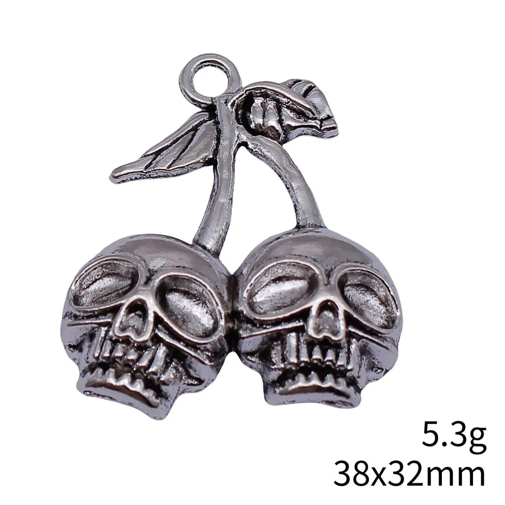 38x32mm 5.3g Antique Silver Zinc Alloy Skull Cherry Charm Pendant for DIY Necklace Jewelry Making