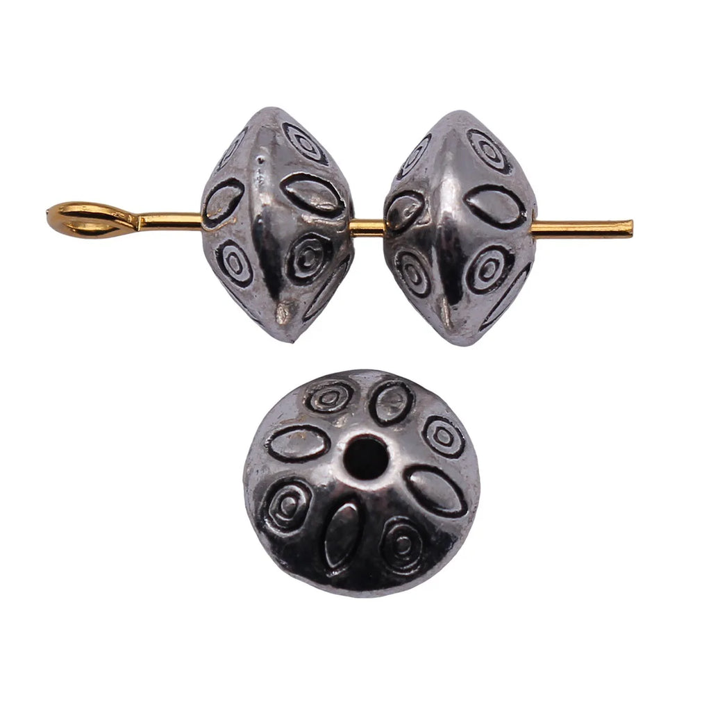 9.1x9x5.9mm 1.3g Antique Silver Tone Zinc Alloy Engraved Pattern Spacer Beads for DIY Bracelet Making