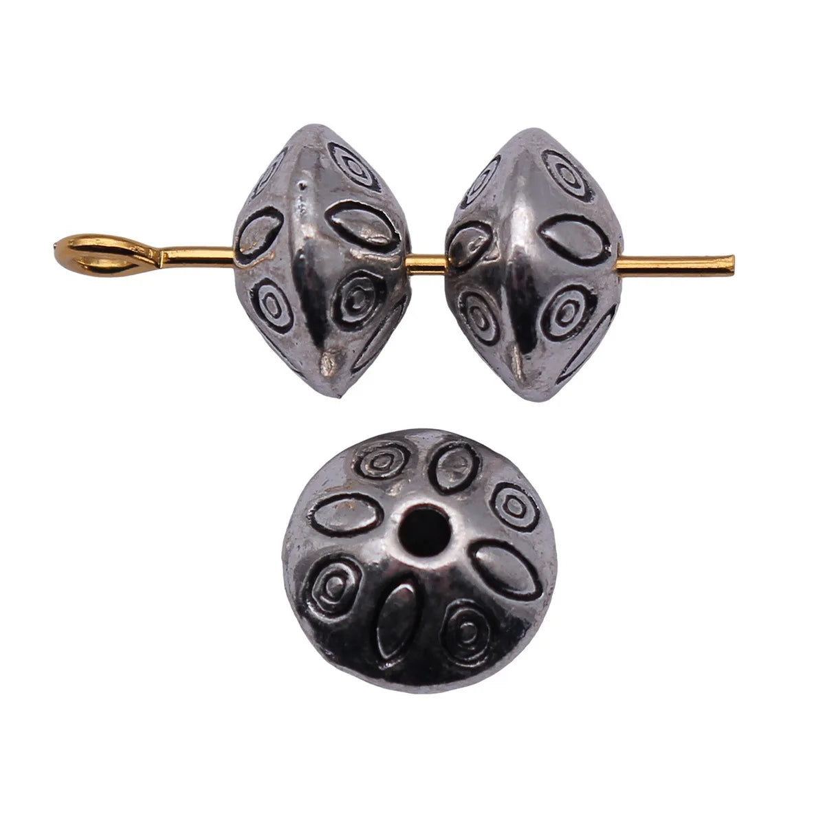 9.1x9x5.9mm 1.3g Antique Silver Tone Zinc Alloy Engraved Pattern Spacer Beads for DIY Bracelet Making