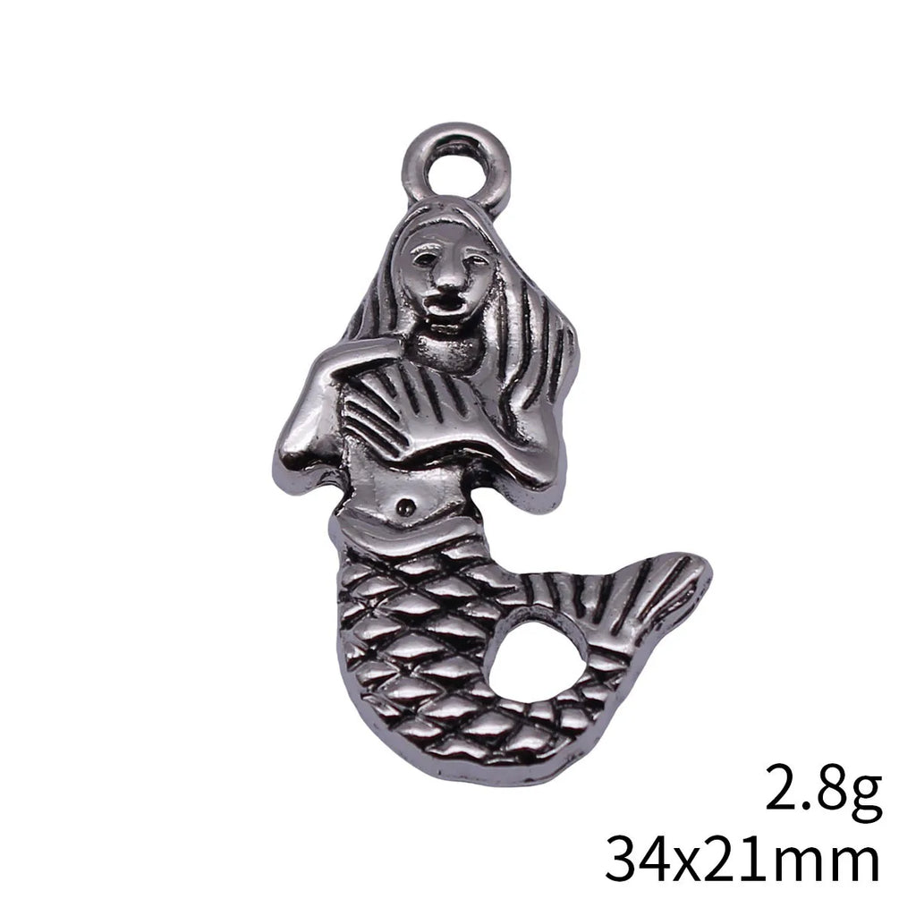 34x21mm 2.8g Multicolor Zinc Alloy Mermaid Charm Pendant for Necklace Bracelet DIY Jewelry Making